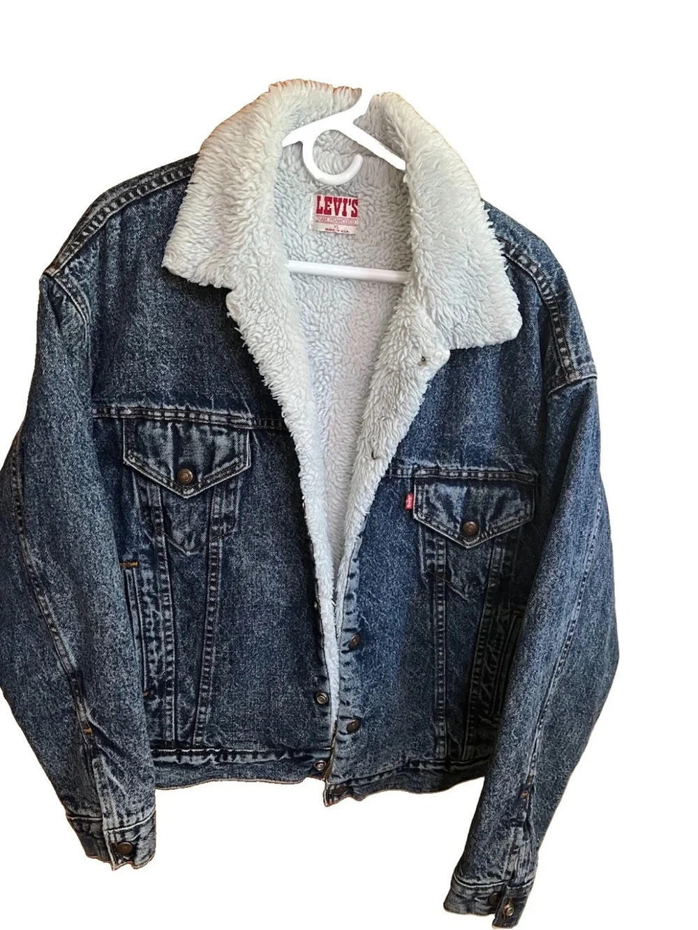 Vintage Levi’s 70709-0227 Sherpa Trucker Jacket Made in USA Men’s XL Dark Wash